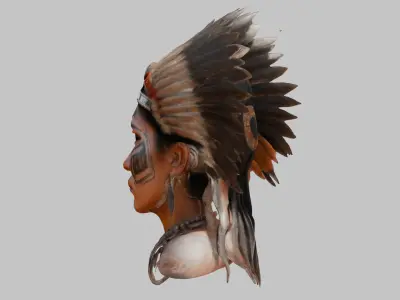 Aztec Woman Head Bust Low-poly 3D model