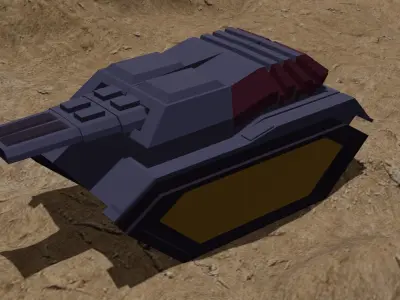 Tank with terrain painting Low-poly 3D model