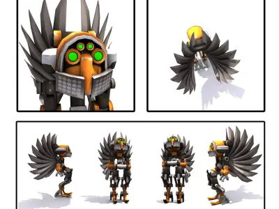 Future robot Low-poly 3D model