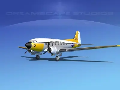 Douglas C-47 Dakota USAF V02 3D model