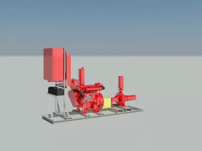 Parametric Diesel Fire Pump Revit MEP Family 3D model
