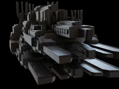 Mothership futuristic city Low-poly 3D model