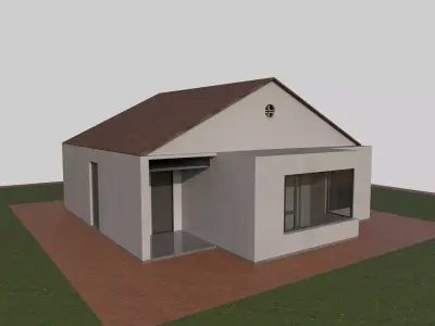Modern House with Interior Low-poly 3D model