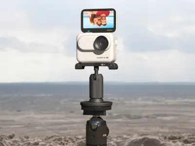 Insta360 Action Camera with Flip Screen on Stand 3D model