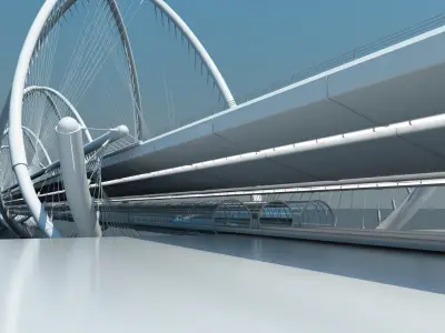 Futuristic Suspension Bridge HD 3D model