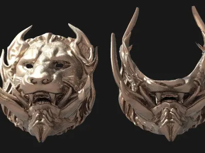 lion mask 2 Warrior masks  3D model