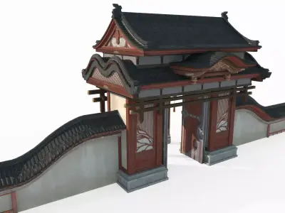 Luxury Gate of Ancient Asian Architecture 3D model