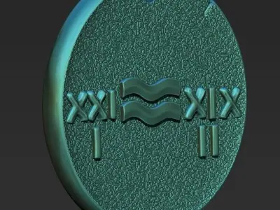 Zodiaque medal  Aquarius 3D print model