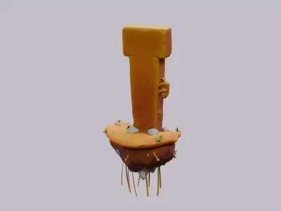 Stylized Prehistoric Gobeklitepe T-Column Stone Sculpture Low-poly 3D model