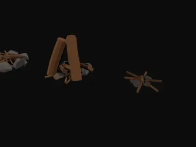 Survival Fires Pack Low Poly Low-poly 3D model