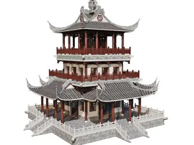 Traditional Pavilion Pagoda Exterior 3D model