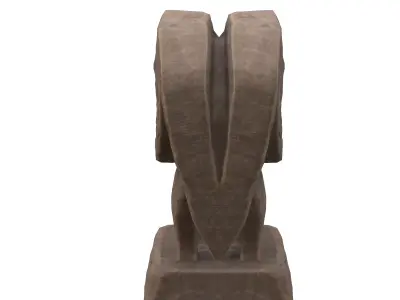 Ram abstract wood statue Low-poly 3D model