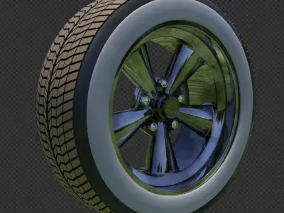 Classical Muscle Car Wheel Free 3D model