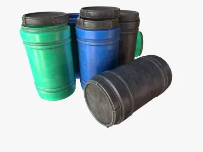 industrial plastic barrel Low-poly 3D model