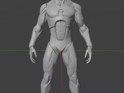 blue sleek glossy batman like ear and red eye villain look robot Low-poly 3D model