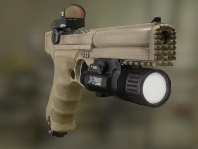 Luger P08 Desert Tacticool Low-poly 3D model