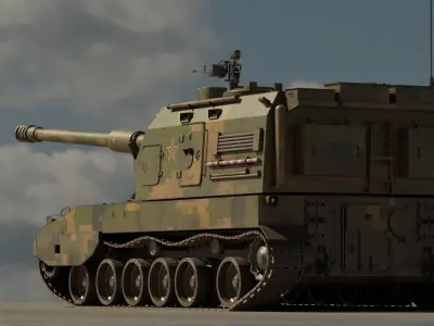 PLZ05 Self-propelled howitzer Low-poly 3D model