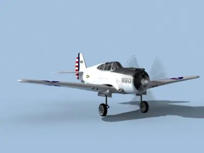 Curtiss P-36C Hawk V02 USAAF 3D model