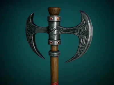 Stylized Cartoon Warrior Axe GameReady Free low-poly 3D model