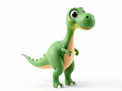 Cartoon Green Dinosaur Model Pack Low-poly 3D model