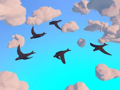 Lowpoly bird flying in air Low-poly 3D model
