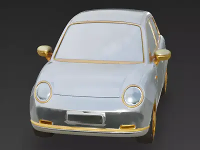 Stylized Pearl White Compact 3D Model Low-poly 3D model