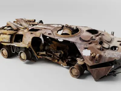 Destroyed BTR-80 wheeled amphibious armoured personnel carrier  3D model