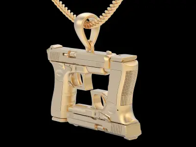 Gun Glock pendant silver gold printable jewelry 3D model 3D print model