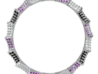 Antique Multi Colour Diamond Bracelet 3D print model