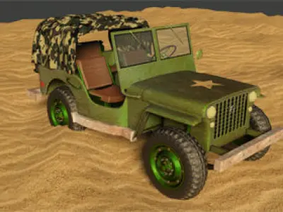 military-jeep military jeep in desert 3D model