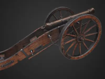 Field cannon Low-poly 3D model