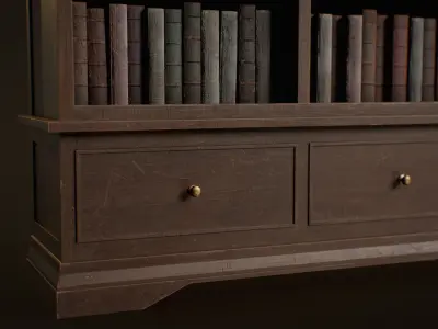 Antique Bookcase  - PBR Game Ready Low-poly 3D model