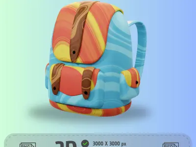Educational Schoolbag 3D Icon Low-poly 3D model