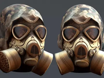 Gas mask helmet 3d model military combat Low-poly Low-poly 3D model get