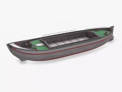 Small River Barge Boat Low-poly PBR Low-poly 3D model