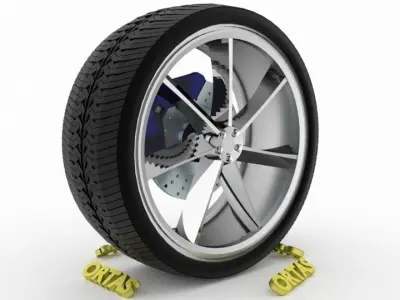 ORTAS CAR WHEEL RIM 134 GAME READY WHEEL RIM TIRE 3D model
