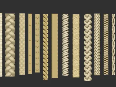 40 ROPE IMM BRUSHES FOR ZBRSUH  HIGH and LOWPOLY Low-poly 3D model