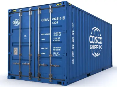 20 feet COSCO standard shipping container 3D model