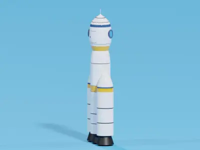 Cartoon Space Rocket 3D model purchase