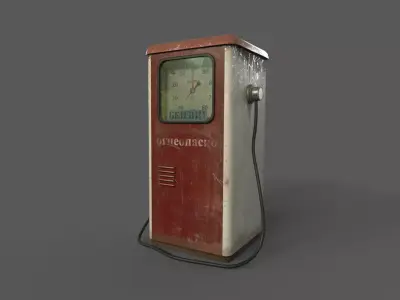 Gas station USSR Free low-poly 3D model