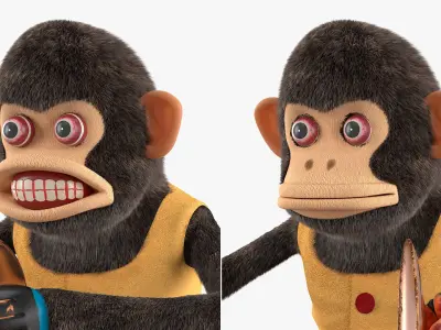  Mechanical Cymbal Monkey Toy vintage Style Fur Rigged 