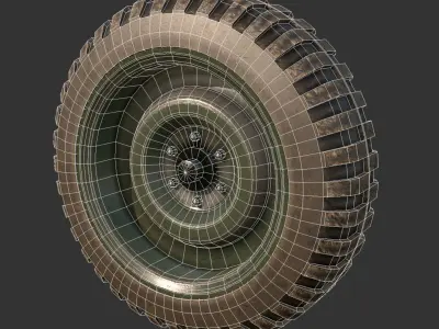 Tire Wheel Jeep Car Vehicle Low-poly 3D model