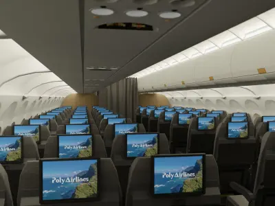 Airplane Interior Low-poly 3D model purchase