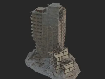 destroyed building Low-poly 3D model order