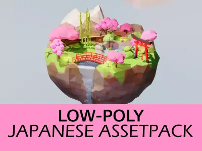 Low-poly Assetpack - Japanese theme Low-poly 3D model
