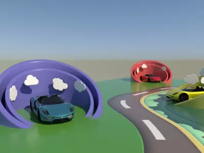 Cars in the stand Free 3D model