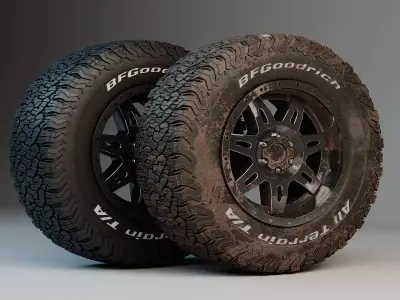 Off Road Tire with Dirt Textures 3D model