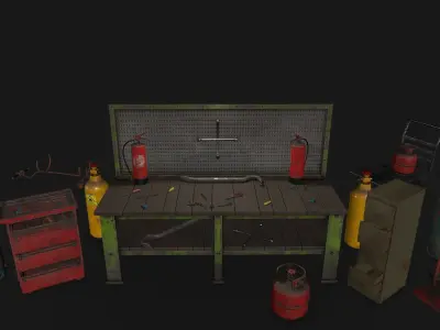 Garage set of wrenches Low-poly 3D model