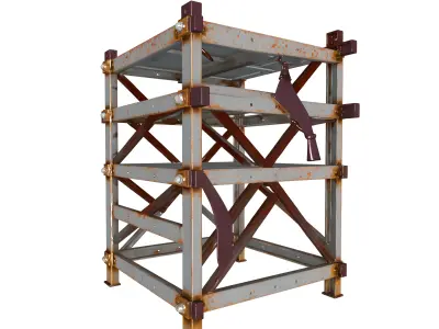  Rusted Metal Scaffolding Low-poly 3D model