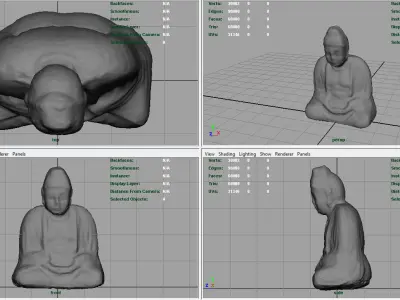 Buddah 1 buddha statue Low-poly 3D model
